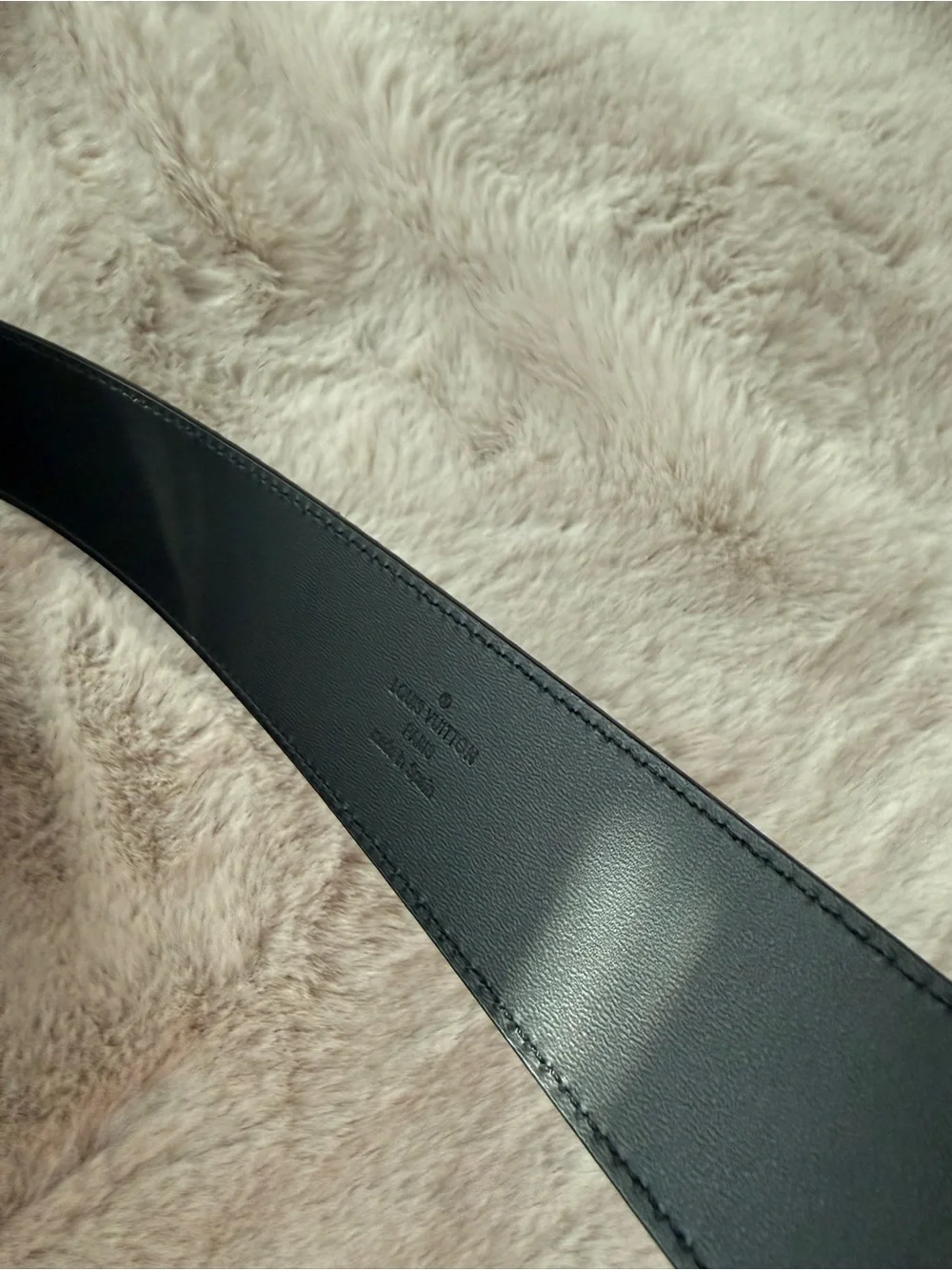Louis Vuitton Black Damier Suede Leather Belt with Silver LV Buckle